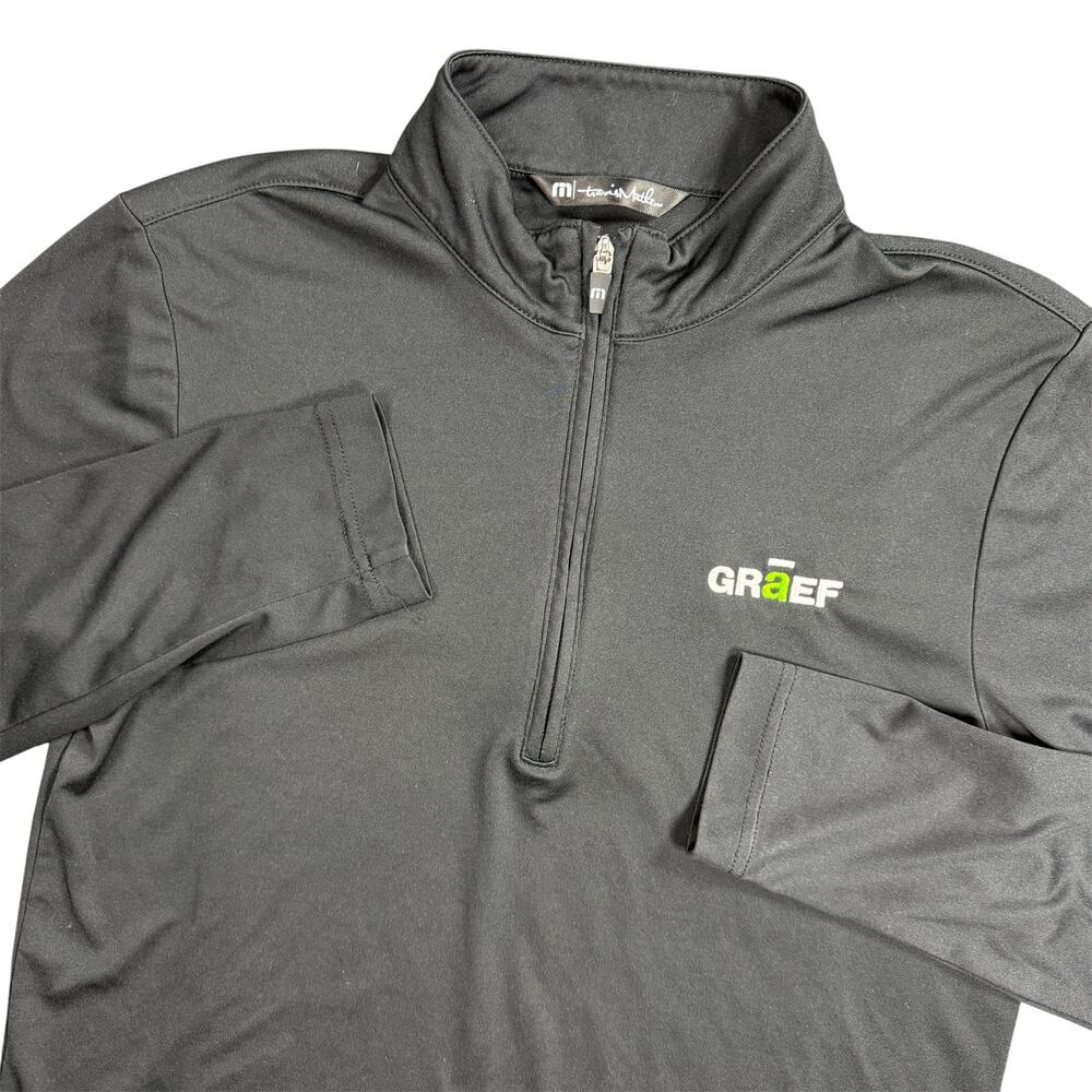 TravisMathew Men's Small Black Quarter Zip Golf Pullover Graef Logo